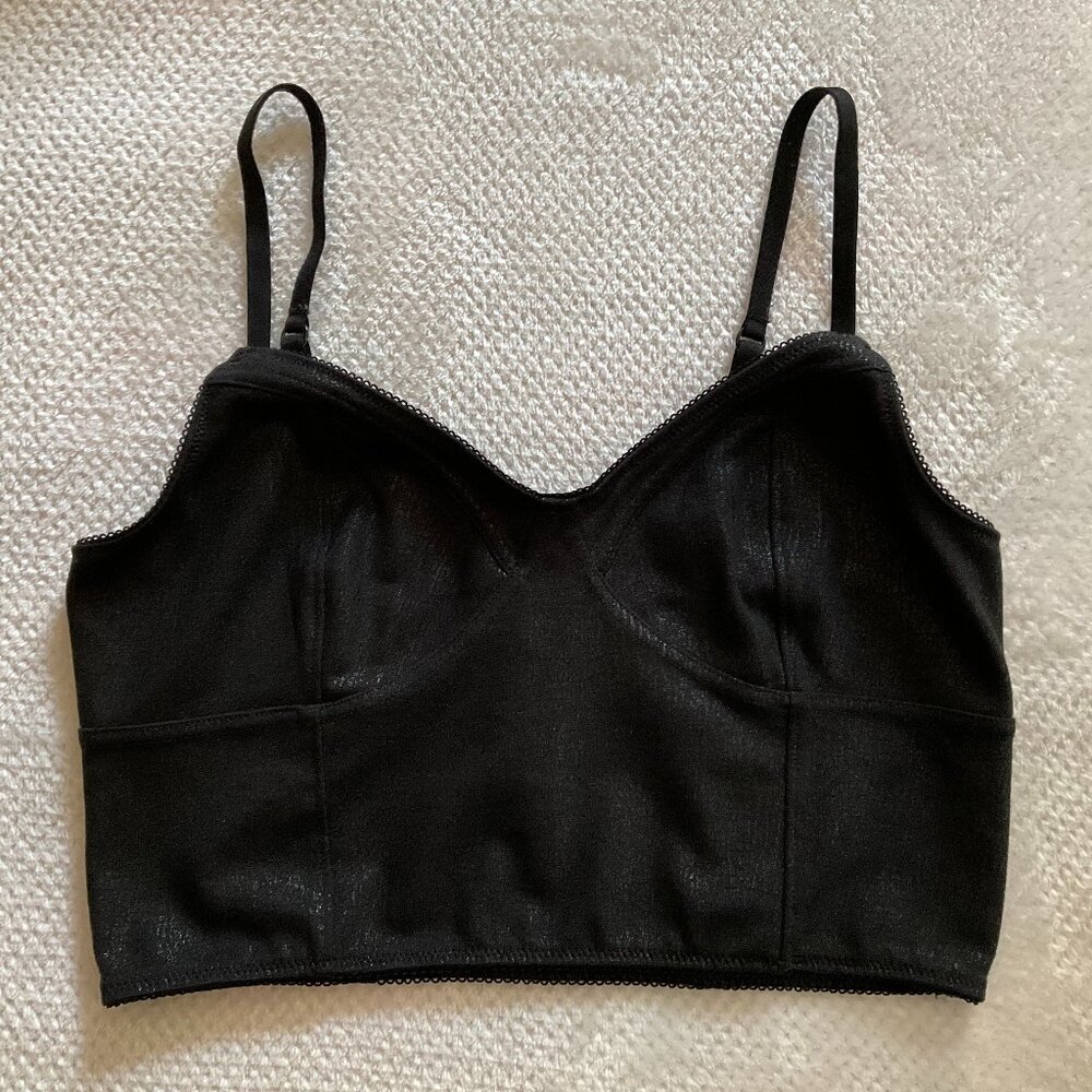 Express Black Leather & Lace Whimsigoth Fairy Bralette Crop Top in Size Medium